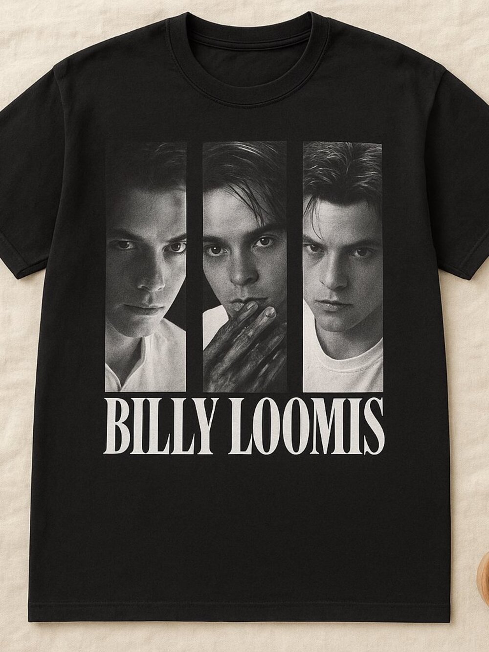 Billy Loomis Graphic T-Shirt, Black Horror Movie Inspired Tee, Vintage Style